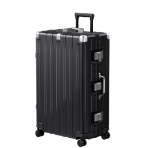Checked Luggage Aluminum Frame Suitcase with Wheels PC ABS Hardside Zipperless with TSA Lock 28 Inch Black